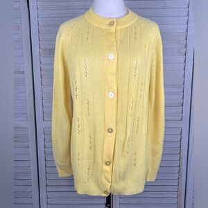 CONTEMPORARY CLASSICS Vintage 60's-70's Cardigan Sweater Yellow-M/L